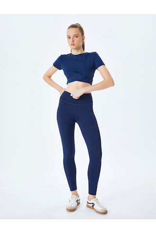 Koton Yüksek Bel Dikiş Detaylı Slim Fit Spor Tayt Lacivert 5sak40017nk Lacivert