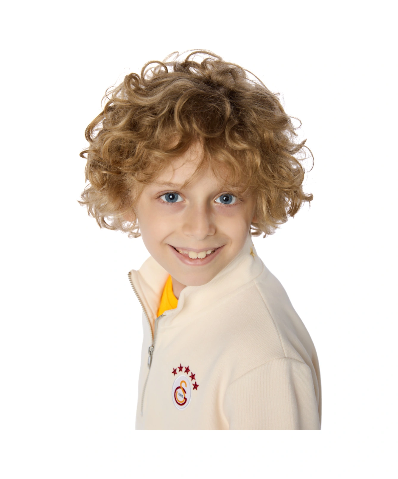 Galatasaray 5 Yıldız Yarım Zip Çocuk Sweat C251404 Ekru