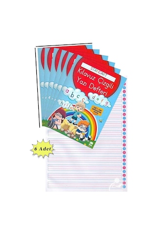 Güzel Yazı Defteri A4 Boy 19x27 Cm 24 Yaprak 6 Adet Standart Çizgili Yazı Defteri Dik Temel Harflerle 1. Sınıf