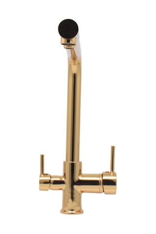 Kustar 3 Yollu Arıtma Çıkışlı Mutfak Eviye Bataryası Altın