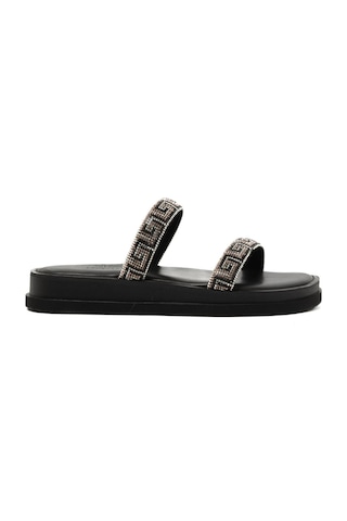 19 Black Terlik Kadın 26261 Myconian 2025 Greek Sandal Siyah