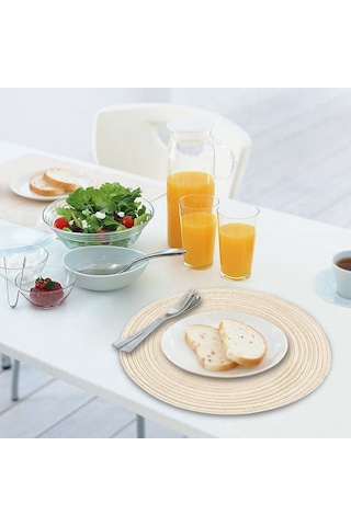 Springsun Yuvarlak Örgü Masa Altlığı - 15 İnç 6'lı Paket, Sıcak Yalıtımlı Mutfak Ve Yemek Masası İçin Bej