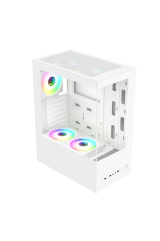 Zoko Smıle Beyaz 5x12cm Argb Fanlı Temper Camlı Atx Akvaryum Kas