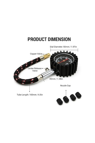 Pazly Kkmoon 0-100 Psı Otomobil Lastik Basınç Göstergesi - Araç Lastik Basınç Ölçer