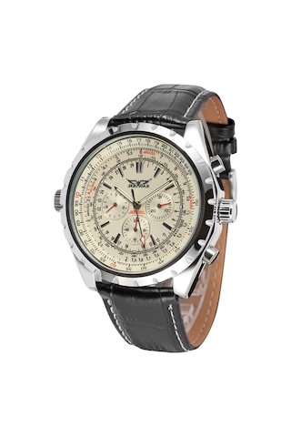 Xiyyadms Jargar Üç Gözlü Otomatik Mekanik Erkek Kol Saati - Beyaz Yüz Ve Deri Kordon Çok Renkli