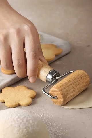 Ahşap Saplı Rulo Merdane, Oklava, Ahşap Spatula, Pürüzsüz Oklava Pizza Börek Açma Ahşap