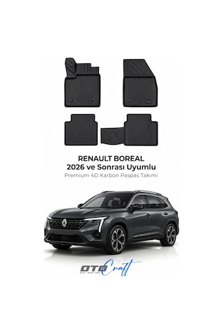 Otocraft Renault Boreal 2026+ Araca Özel 4d Karbon Oto Paspas Havuzlu Tam Set