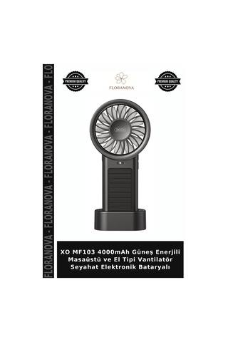 Xo Mf103 4000mah Güneş Enerjili Masaüstü Ve El Tipi Vantilatör Seyahat Elektronik Bataryalı
