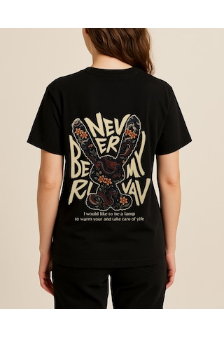 Hugo Boss Never Baskılı T-shirt Siyah