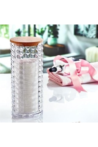 Diamond Ahşap Kapaklı 3&apos Lü Organizer Set, Diamond Model Modern Pamukluk Düzenleyici Şık 3&apos Lü Pamukluk Set - Şık Ve Fonksiyonel Ahşap Kapaklı 3&apos Lü Organizer Set 000 Açık Krem