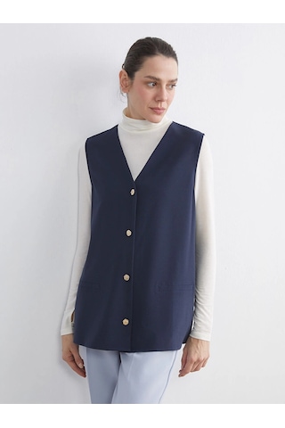 LC Waikiki Lcw Grace Indigo V Yaka Kadın Yelek İndigo