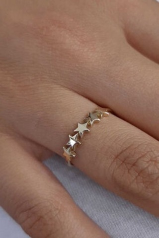 Fiyonk Kuyumculuk 14 Ayar Altın Sıralı Yıldızlar Yüzük 001