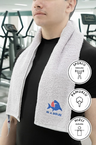Sporcu Antrenman Havlusu Gym Fitness Plates Boks Tenis Spor Havlu Gri