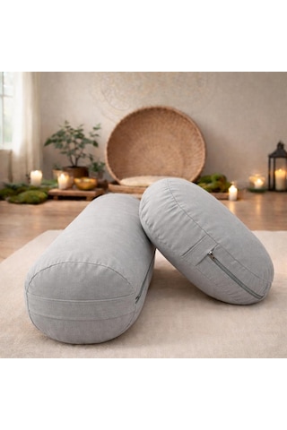 Yuvarlak Zafu Meditasyon Minderi & Bolster Minderi İkili Yoga Meditasyon Minder Seti Gri