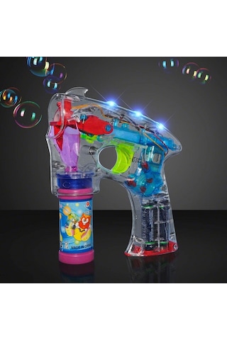 Yılbaşı Hediyeleri Renkli Işıklı Köpük Tabancası Bubbles Gun Baloncuk Tabancası + 2 Özel Yedek Köpük 1.kalite