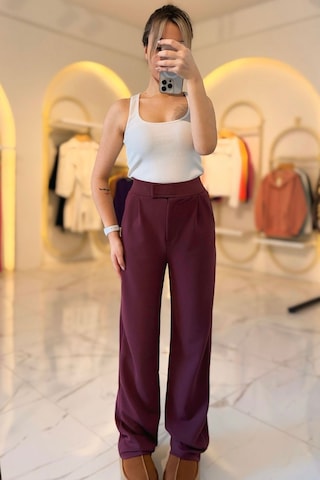 Bb Butik Basic Bordo Cırtlı Palazzo Pantolon 4556 Bordo