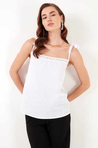 Lela Pamuklu Regular Fit Ip Askılı Bayan Bluz 611Bz0299 Ekru