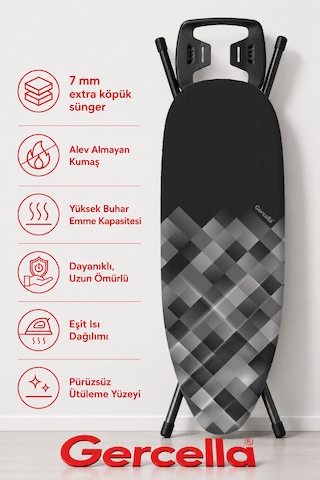 Hediyeli Begonvil Ütü Masası Kılıfı Bezi Örtüsü Açık Gri
