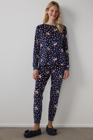 Penti Lacivert Ayı Desenli Sweatshirt Termal Etkili Pijama Üstü Lacivert