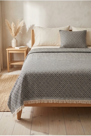 Dokuma Pike Çiftkişilik 200x220 Çok Amaçlı Bohem Yatak Örtüsü Çok Renkli