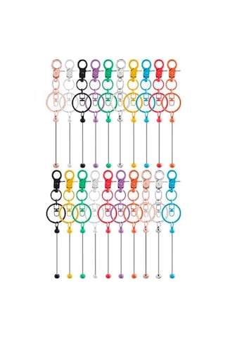 Gatherco 20 Adet Boncuklu Anahtarlık Çubuğu, Kendin Yap Çok Renkli Boş Boncuklu Anahtarlıklar - Boncuklu Anahtarlık Yapım Kiti İçin Anahtarlık Çubukları