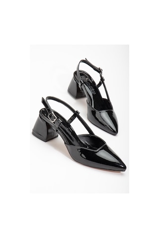 Büyük Numara Rugan Yan Direkli Siyah Kadın Topuklu Ayakkabı-2759-sıyah Siyah