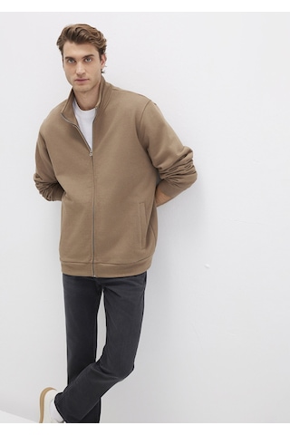 Mavi - Dik Yaka Fermuarlı Kahverengi Sweatshirt 0s10377-70378