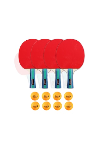 Ranyeek 4 Raket 8 Toplu Ping Pong Seti - Aile Grubu İçin Taşınabilir Spor Malzemesi, 7 Katman Ahşap Raketler Ve Taşıma Çantası