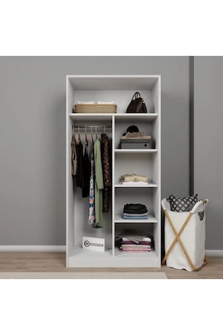 Lucas 2 Kapaklı Elbise Dolabı Ve Çok Amaçlı Dolap - Mat Beyaz Beyaz