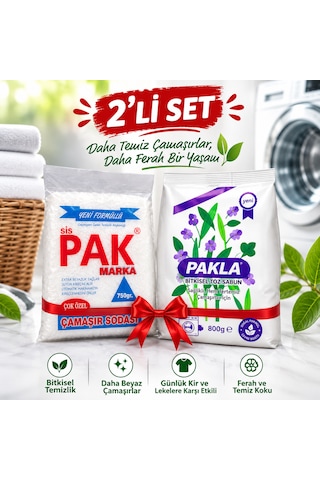 Marka Çamaşır Sodası 750 G + Pakla Bitkisel Toz Sabun 800 G 2 Li Çamaşır Temizlik Seti