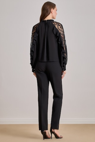 Dökümlü Siyah Krep Bluz Siyah