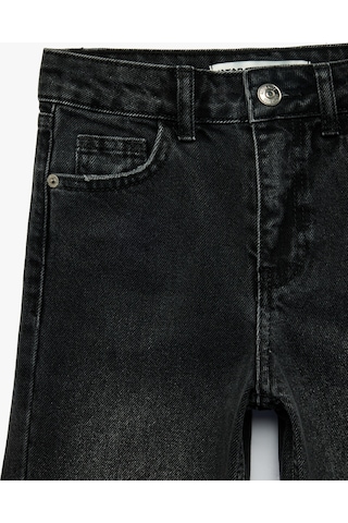 Koton Pamuklu Geniş Paça Denim Pantolon Siyah 7wkg40016ad
