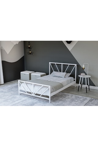 Metalia Gm 228 Gözde Beyaz Tek Kişilik Karyola 90X190