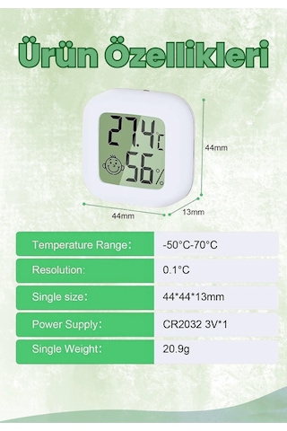 Mini Akıllı Sıcaklık Nem Ölçer Lcd Oda Termometre Duvara Takılabilen Masaüstü Isı Göstergesi Beyaz