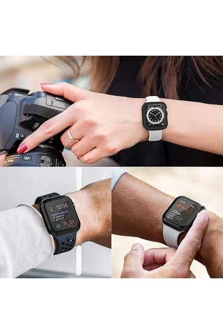 Temperli Cam + Kılıf Uyumlu Apple Watch Ultra 3 2 49 45 41 40 44 42 46mm Pc Tampon Koruyucu Uyumlu İwatch 11 10 Se 9 8 7 6 5 Gümüş