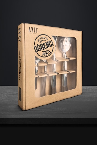 Avcı 18 Parça Çatal Kaşık Öğrenci Paketi 18-10 Paslanmaz Çelik Gümüş
