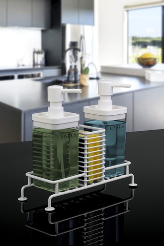 Okyanus Home Beyaz Standlı Sıvı Sabunluk 2'li Şeffaf