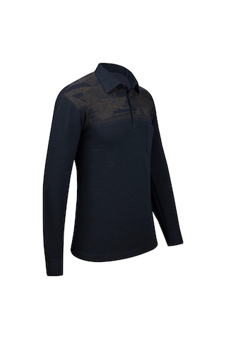 Çizgi Triko Erkek Uzun Kollu Desenli Gömlek Yaka Kol Manşetli Cepli Sweat 5026 Laci-kahve Laci-kahve Lacivert - Kahverengi