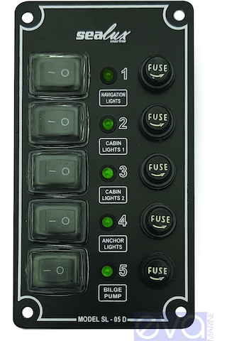 Sealux 5Li Dikey. Izoleli. Switch Panel. Sigortalı