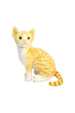 Miyavlayan Sesli Sarı Tekir Kedi Peluş Oyuncak 25 cm