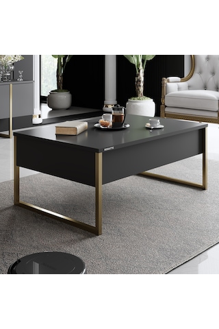 Luxe Gold Demir Ayaklı Antrasit Orta Sehpa Antrasit - Gold