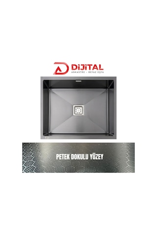 Gl General Neo 50 40x50 Antrasit Petek Dokulu Çelik Mutfak Eviyesi 304 Paslanmaz Çelik 1mm
