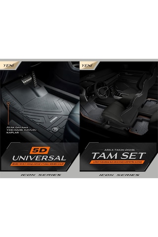 Promats İcon 5d Havuzlu Paspas 5 Parça Siyah