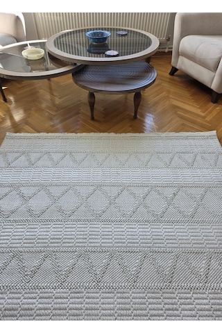 Monaco 219 Krem İskandinav Sisal Bukle Bohem Yumuşak Özel Ölçü Salon Koridor Mutfak Halısı Yolluk 0210a-krem