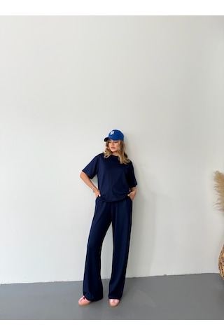 Kadın Modal Kısa Kolu Soft Touch Spor Takım Lacivert
