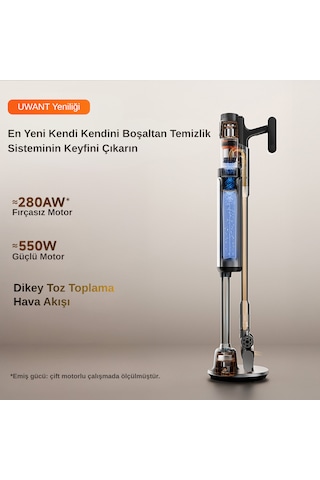 Uwant V600 600 W Motor Gücüne Sahip Otomatik Gri Dikey Süpürge