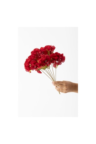 Yapay Ortanca Çiçeği 35 Cm 7 Dal Kırmızı