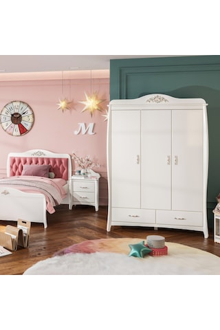 Meltem Kids Prestij Krem Genç Odası Üç Kapılı Dolap