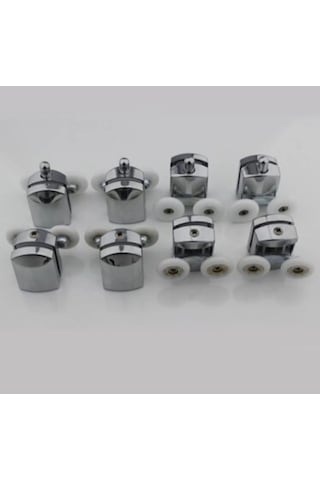 Krom Kaplama Plastik Duşakabin Tekeri Tekerleği Rulmanı 8'li Set 4 Alt 4 Üst 22 Mm Teker Çapı Parlak Krom