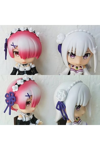 Re:zero Emilia Rem Ram 3'lü Figür Seti 9 Cm Anime Koleksiyon Dekoratif Pvc Figür
